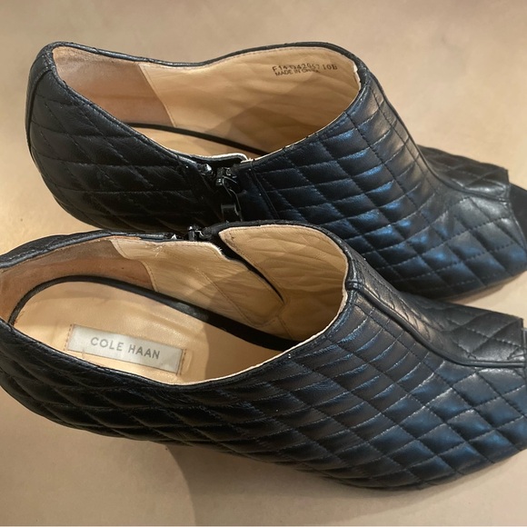Cole Haan Annabel quilted black booties with open toe. Size 10. - Picture 9 of 11